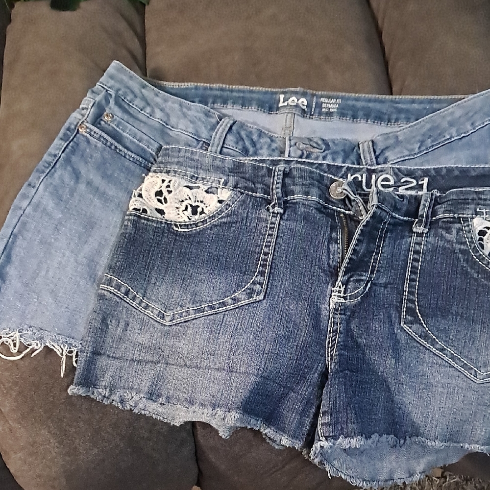 Rue21 Dark Blue Jean Shorts with Lace Detail